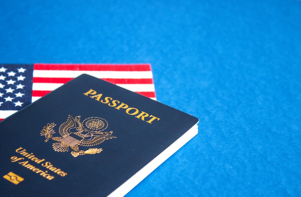 American flag and passport